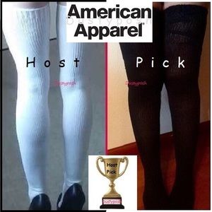 American Apparel Thigh High Socks Over The Knee Black White Vintage Authentic